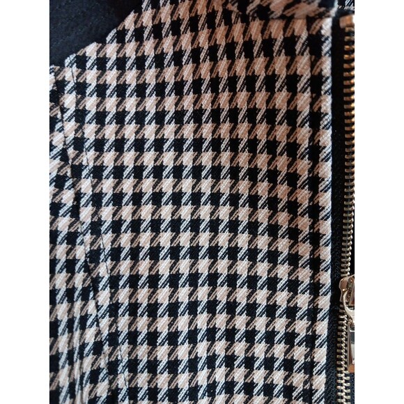 White House Black Market Houndstooth Blazer Jacket Zip Pockets - Size 10 - Picture 3 of 8